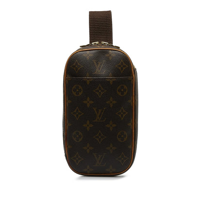 Pre-Owned Authenticated Louis Vuitton Monogram Pochette Gange Canvas Brown Crossbody Bag Unisex (Good)