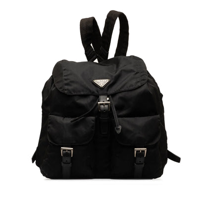 Pre-Owned Authenticated Prada Tessuto Backpack Nylon Fabric Black Unisex (Fair)