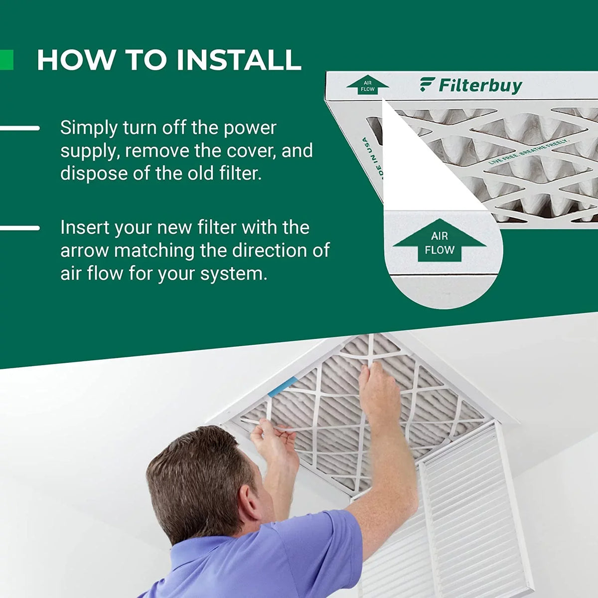 Filterbuy 18x24x1 MERV 8 Odor Eliminator Pleated HVAC AC Furnace Air Filters with Activated Carbon (6-Pack)