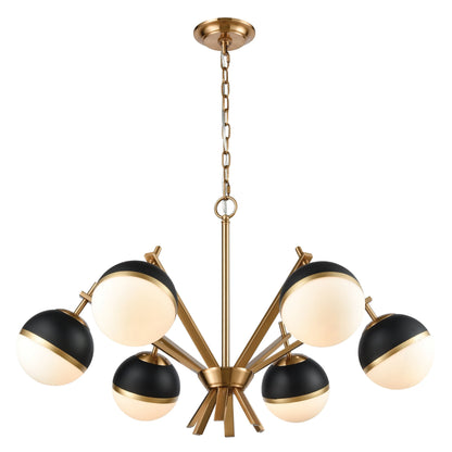 Elk Home 32-Inch Wide Blind Tiger Chandelier, Modern, Aged Brass