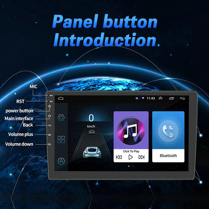 Ele-mall Double Din Car Stereo, 10.1" Android 10.1 Car MP5 Player, HD Touch Screen Car Radio W/Bluetooth Mirror Link GPS Function, Rear Camera Included
