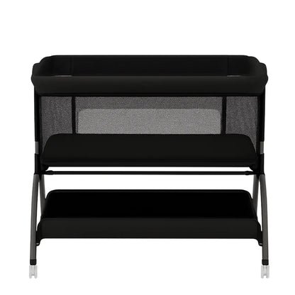 Adjustable Baby Bassinet with Drop-Down Side, Storage, and Mesh