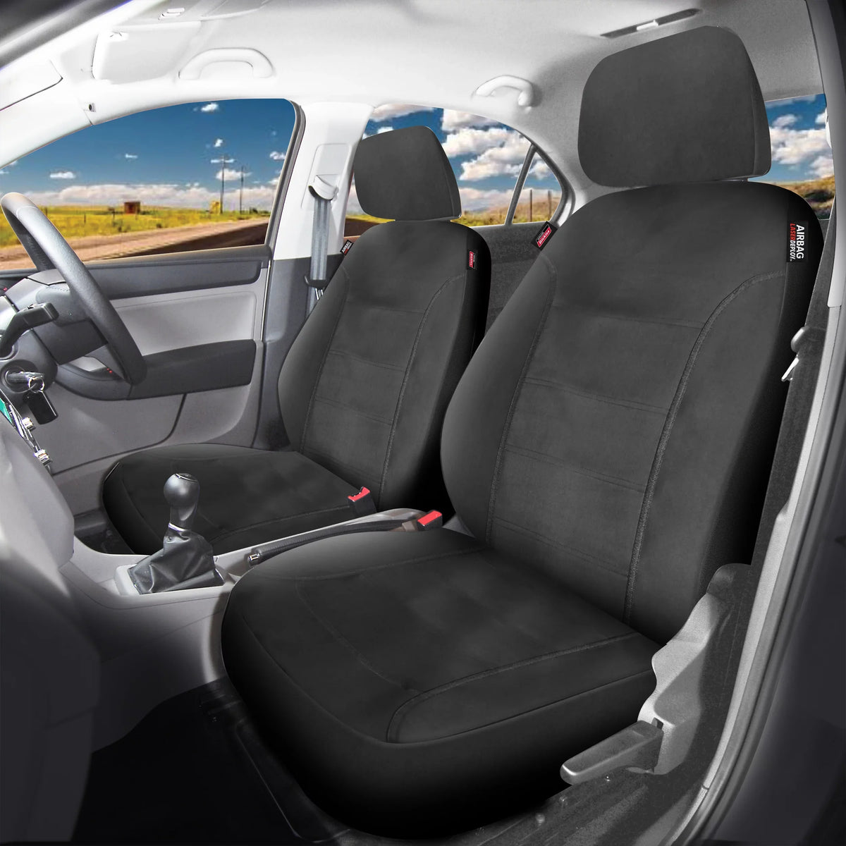 Genuine Dickies 2 Piece Durazone Car Chair Covers, Black