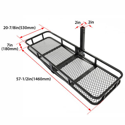 Kojem Hitch Cargo Carrier Rack 550lbs 60"x21"x6" for 2"x2" Hitch Receiver Van SUV Truck Trailer Folding Rear Luggage Basket Hitch Mount Cargo Rack