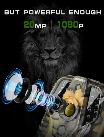Mini Trail Camera - Game Camera 20MP 1080P with Night Vision Motion Activated Waterproof, Hunting Camera 0.2s Trigger Time for Wildlife Monitoring Deer Hunting-M9