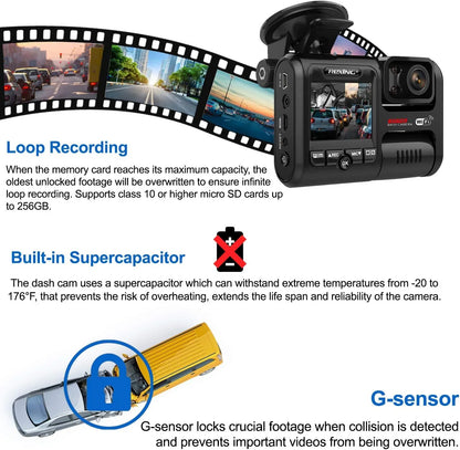 Open Box Rexing W202 Front and Inside Cabin 1080p Full HD Wi-Fi Dash Cam
