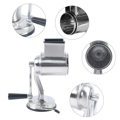 OUKANING Stainless Steel Cheese Food Grater Rotary Drum Slicer Shredder Grinder with 5 Blades