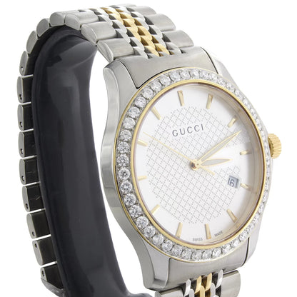 Gucci Ya126409 Diamond Watch G-Timeless 38mm Two Tone Yellow S. Steel PVD 2 CT.