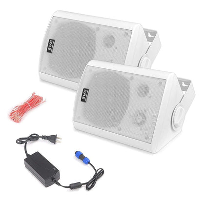 Pyle Wall Mount Waterproof & Bluetooth Speakers, 5.25'' Indoor/Outdoor Speaker System - White