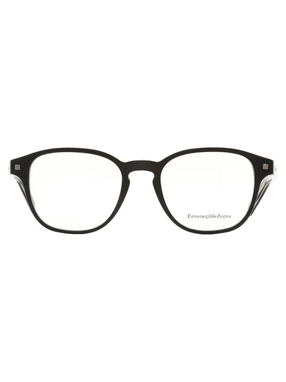 Ermenegildo Zegna EZ5169 Full Rim Round Shiny Black/Shiny Black and Crystal Eyeglasses