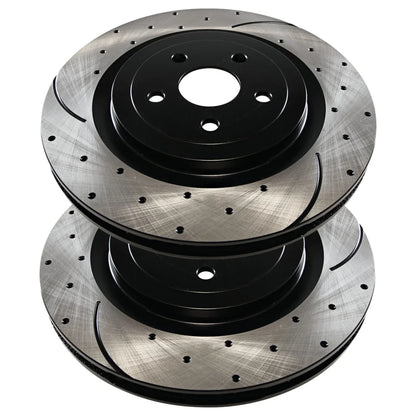 AutoShack Front Drilled Slotted Brake Rotors Black Set of 2 Driver and Passenger Side Replacement for 2012 2013 2014 Chrysler 200 2008-2009 Dodge Caliber 2012-2014 Avenger 2.4L 3.6L V6 FWD PR63060LR