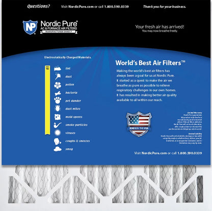 Nordic Pure 20x20x2 Pleated MERV 10 Air Filters 3 Pack