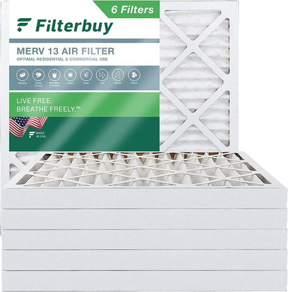 Filterbuy 20x20x2 MERV 13 Pleated HVAC AC Furnace Air Filters (6-Pack)