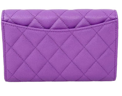 NEW Chanel Purple Quilted Leather Long Wallet Clutch Bag