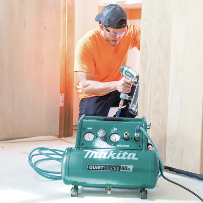 Makita MAC320Q Quiet Series 1-1/2 HP 3 Gallon Oil-Free Hand Carry Air Compressor