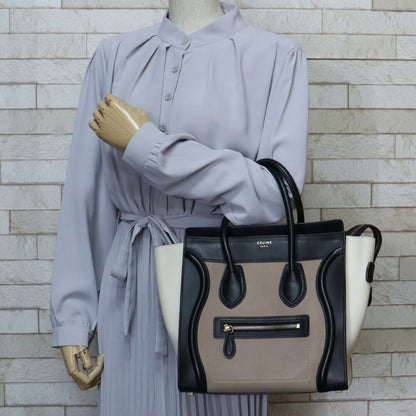 Pre-Owned Celine Micro Shopper Luggage Handbag Leather Beige Ladies (Good)