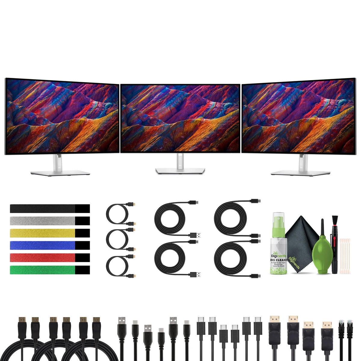 Dell UltraSharp U2723QE 27" UHD HDR IPS WLED LCD 4K Monitor, 3840 x 2160 at 60 Hz with DisplayPort, HDMI USB C Docking Hub, 3x Computer Monitors Bundle With Screen Cleaning Kit and more