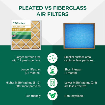 Filterbuy 10x25x4 MERV 11 Pleated HVAC AC Furnace Air Filters (4-Pack)