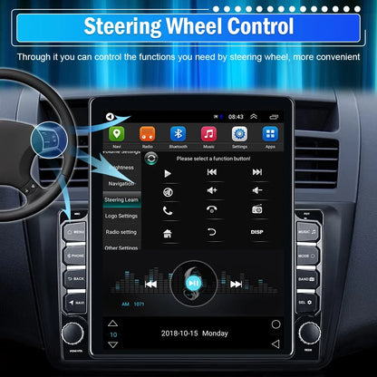 Podofo Double 2 Din 9.7 inch Vertical Touch Screen Car Stereo Radio Android 12 Mirror Link GPS Navi Bluetooth Wifi GPS FM USB with Backup Camera