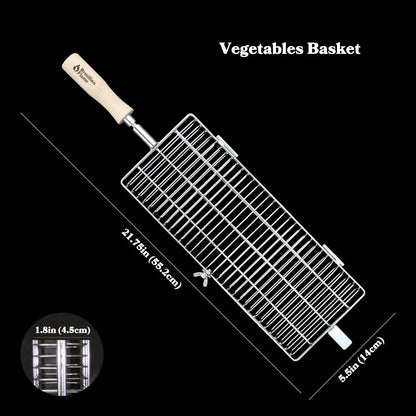 Brazilian Flame Flat Rotisserie Grill Basket - Vegetables