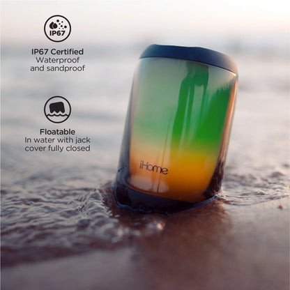 iHome Rechargeable Color Changing Waterproof Bluetooth Play Glow + Speaker with Mega Battery