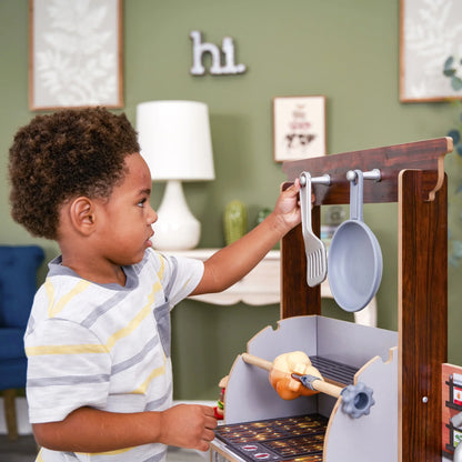 KidKraft Spin & Reveal Wooden Grill & Play Kitchen with Water-Reveal Food & 21 Accessories