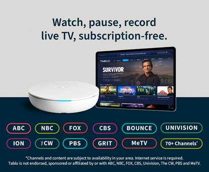 New Tablo 4th Gen 2-Tuner - 128GB Over-The-Air [OTA] Digital Video Recorder [DVR] with 35-mile TV Antenna TF128B-AN-01-CN
