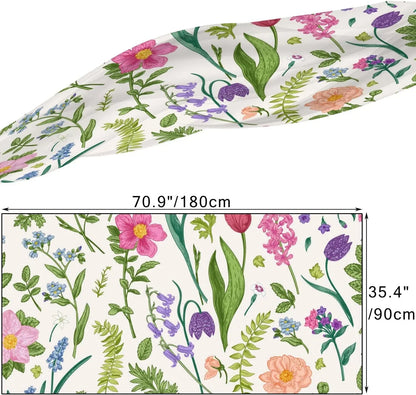Hyjoy Meadow Flowers and Herbs Long Silk Neck Scarf Lightweight Shawl Wrap Scarves for Women Girls