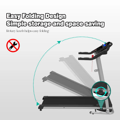Dcenta Folding Treadmill for Small Apartment, Electric Motorized Running Machine for Gym Home, Fitness Workout Jogging Walking Easily Install, Space Save