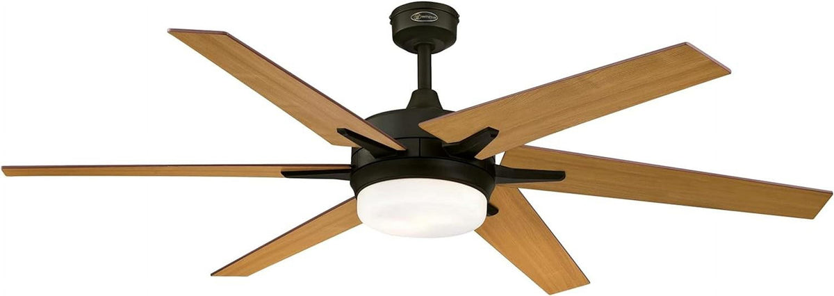 GOURE Lighting 74002B00 Transitional Cayuga, Smart WiFi Ceiling Fan Compatible with Amazon Alexa and Google Home with LED Light, Remote Control, 60 Inch, Black-Bronze Finish, Frosted Opal Glass