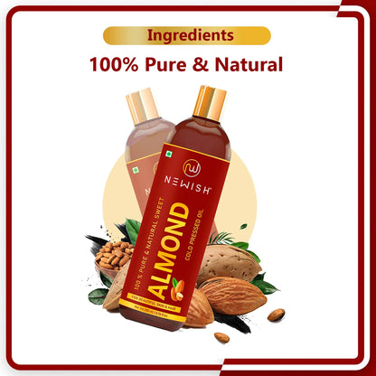Newish® Badam Rogan Oil | 100% Pure & Natural Cold Pressed Sweet Almond Oil For Hair, Body And Skin, Unrefined 200Ml (Pack Of 1)