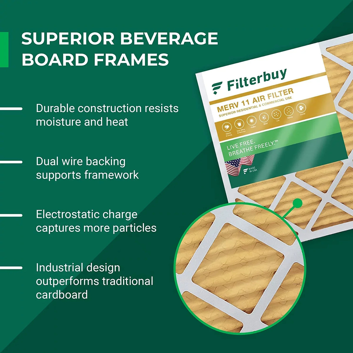 Filterbuy 20x20x2 MERV 11 Pleated HVAC AC Furnace Air Filters (2-Pack)