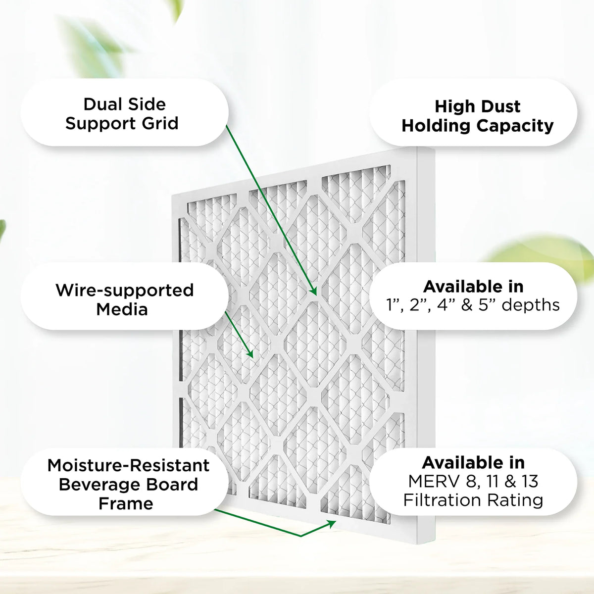 18x24x4 MERV 11, MPR 1000 Pleated AC Furnace 4" Air Filters by Pamlico. Case of 6. Actual Size: 17-1/2 x 23-1/2 x 3-3/4