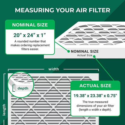Filterbuy 20x24x1 MERV 13 Pleated HVAC AC Furnace Air Filters (5-Pack)