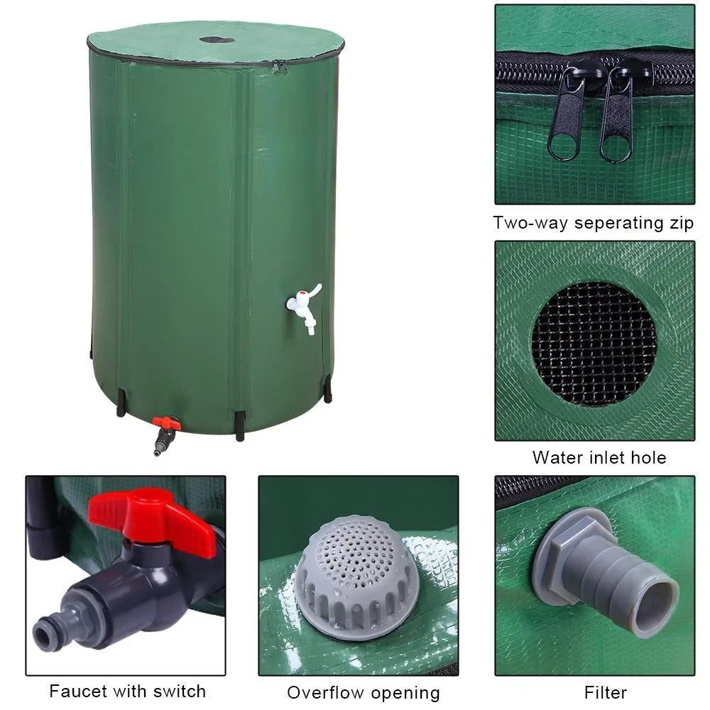 GoDecor 100 Gallon Rain Barrel Outdoor Patio Water Storage Barrel Green