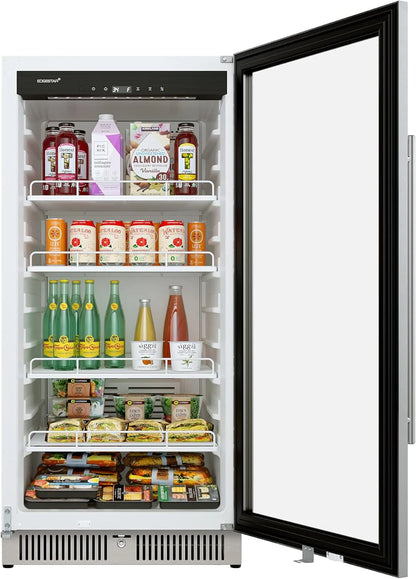 22 Wide 10.1 Cu. Ft. Commercial Beverage Merchandiser – Stainless Steel, Temp Alarm, Reversible Door