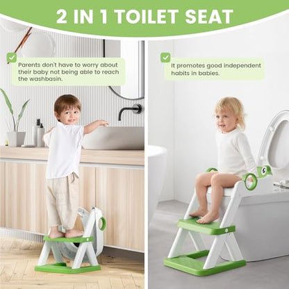 Frog Potty Training Seat With Step, Kids WC Adapter For Boys & Girls