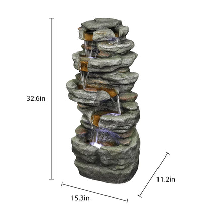 Kmowoo 32.6inches Rock Water Fountain with Led Lights