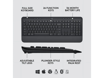 Logitech Signature MK650 Combo for Business, Wireless Mouse and Keyboard, Logi Bolt, Bluetooth, SmartWheel, Globally Certified, Windows/Mac/Chrome/Linux - Graphite