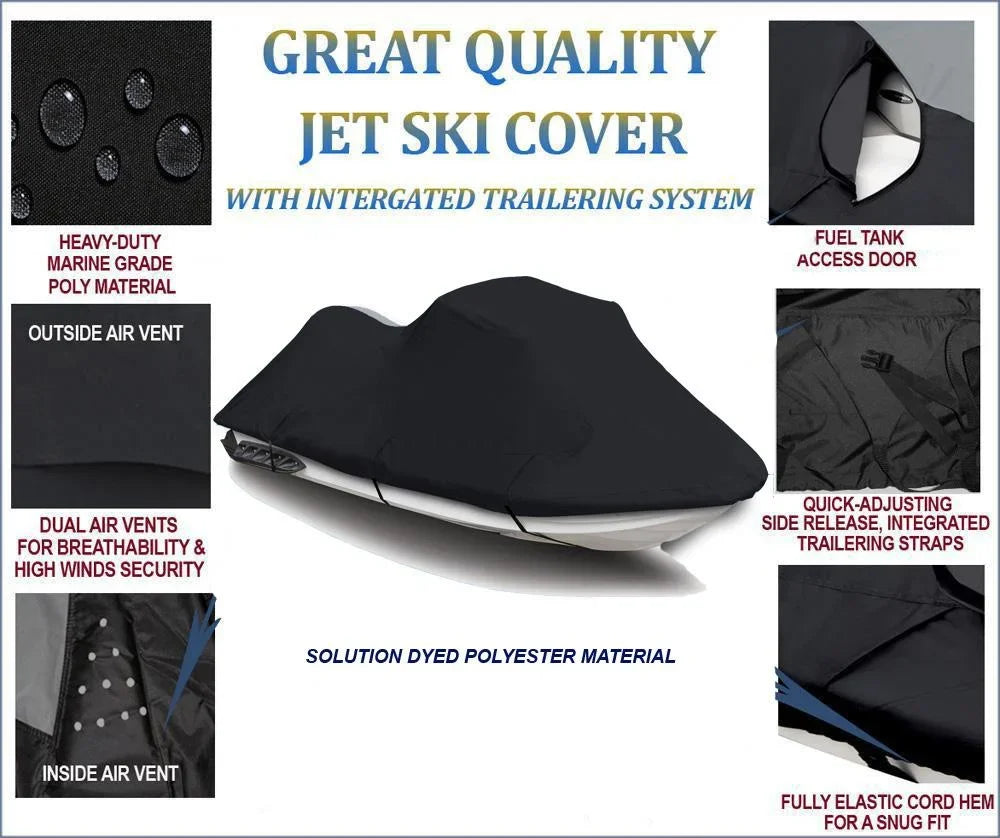 BLACK TOP OF THE LINE JET SKI Cover Compatible for Sea Doo Sea-Doo Bombardier GTS 1990 1991 1992 1993 1994 1995 1996 1997 1998 1999 2000 Jet Ski Cover