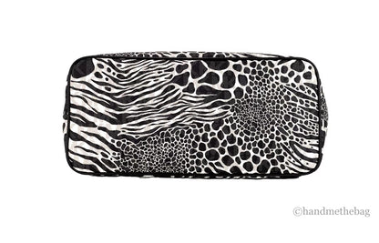 Michael Kors Carter Large Black Animal Print PVC Open Tote Shoulder Purse Bag