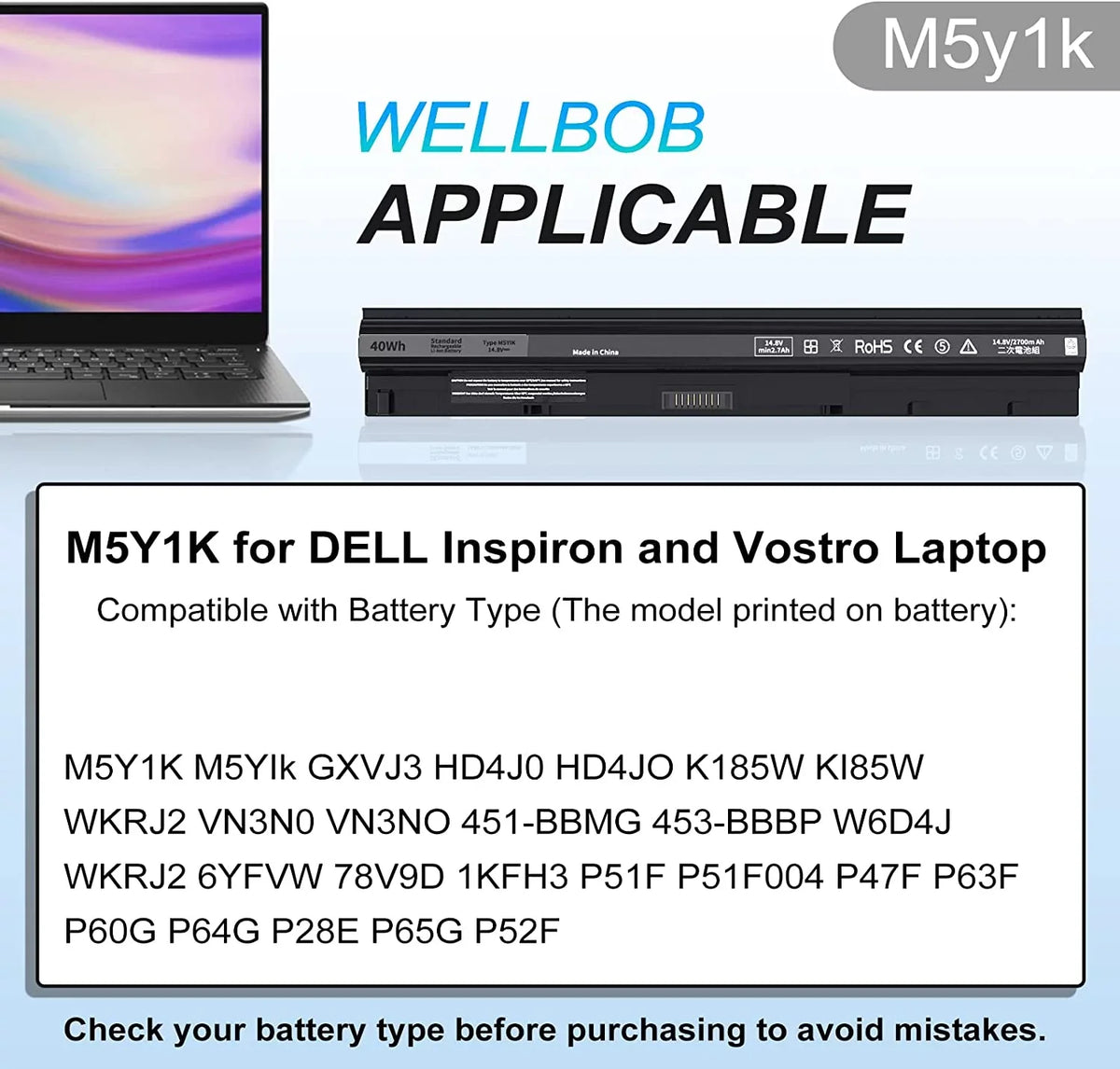 M5Y1K y for Dell Inspiron 5559 5558 y, for Dell Inspiron 15 3000 5000 y 3558 3567 5555 5566 5759,