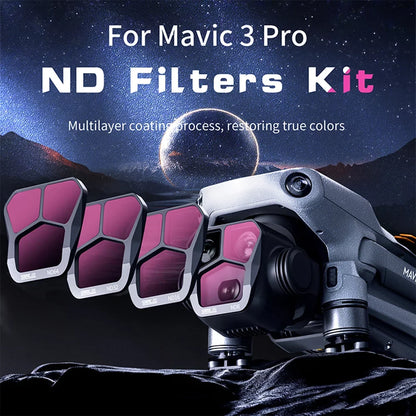 Docooler 4-Pack Filters ND8ND16ND32ND64 Lens Filter Aluminum Material AGC Optical Glass Waterproof Scratch-resistant -reflective Coatings Compatible with Mavic 3 Pro