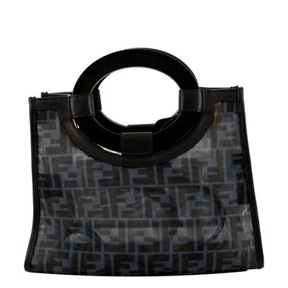 Pre-owned FENDI Runaway Shopper Small TPU FF Leather Tote Bag Black