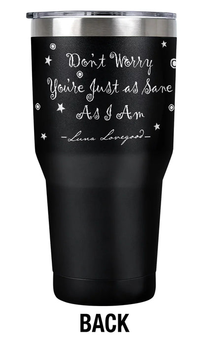 Harry Potter And The Deathly Hallows Part 2 Official Luna Lovegood Spectrespecs Quote 30 oz Travel Tumbler, Stainless Steel, Vacuum Insulated with Leak Resistant Slide-Lock Lid