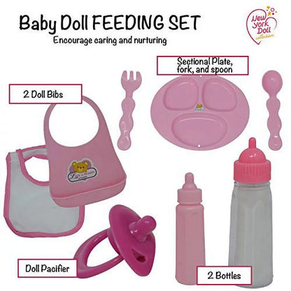 The New York Doll Collection Diaper and Feeding Bag Doll Accessories, 28 Pieces