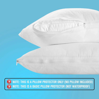 Poly-Cotton Zippered Pillow Cover - Standard Size Pillow Protector - Protects from Dirt, Dust, and Debris - 12 Pack