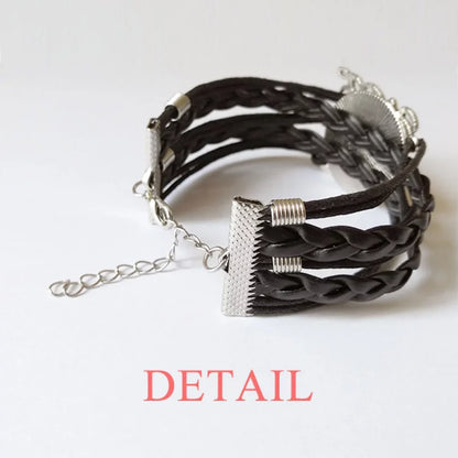Qoutes Famous People Healing Burden Peacock Tail Bracelet Hand Strap Leather Rope Wristband Double Set