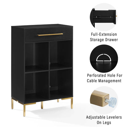 Crosley Furniture Juno Cube Bookcase and Record Player Stand with Storage for Vinyl Records
