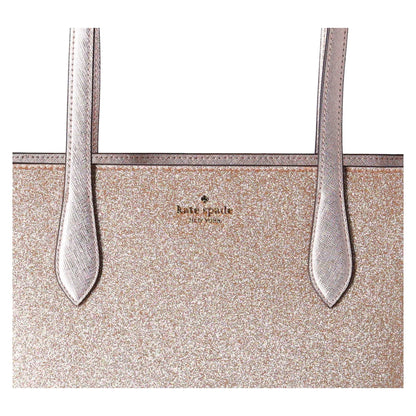 Kate Spade Glimmer Large Top Zip Tote Shoulder Bag Gold Glitter Holiday + Wallet